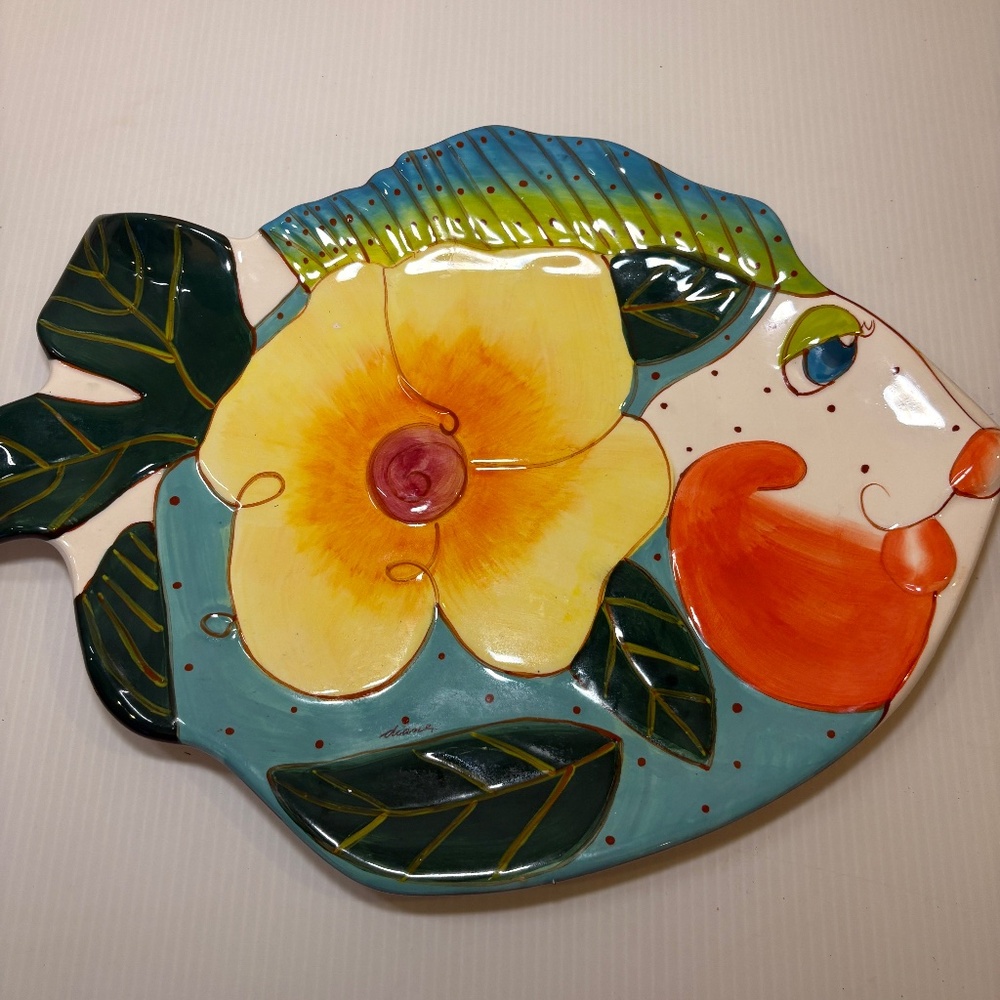 Diane Artware "Come Dream With Me"Tropical Fish Multicolor Serving Tray/Platter